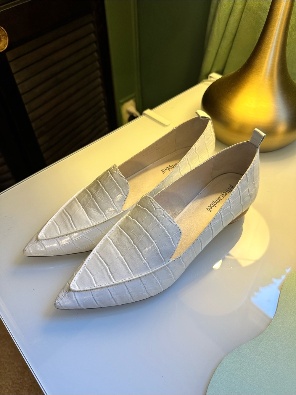 Jeffrey Campbell Leather Loafers With Wooden Heel, Size 9
